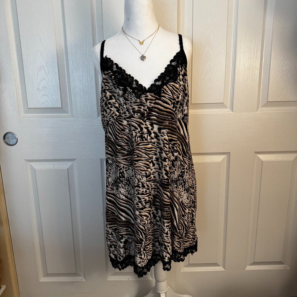 Black and Brown Animal Print Slip Dress